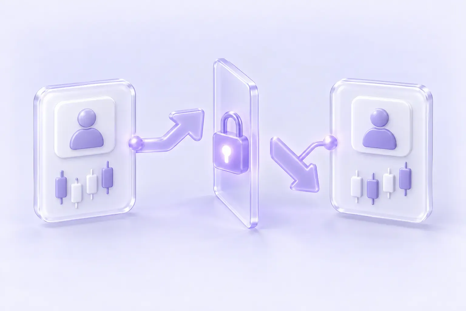Illustration: two accounts trading in opposite directions, separated by a locked wall