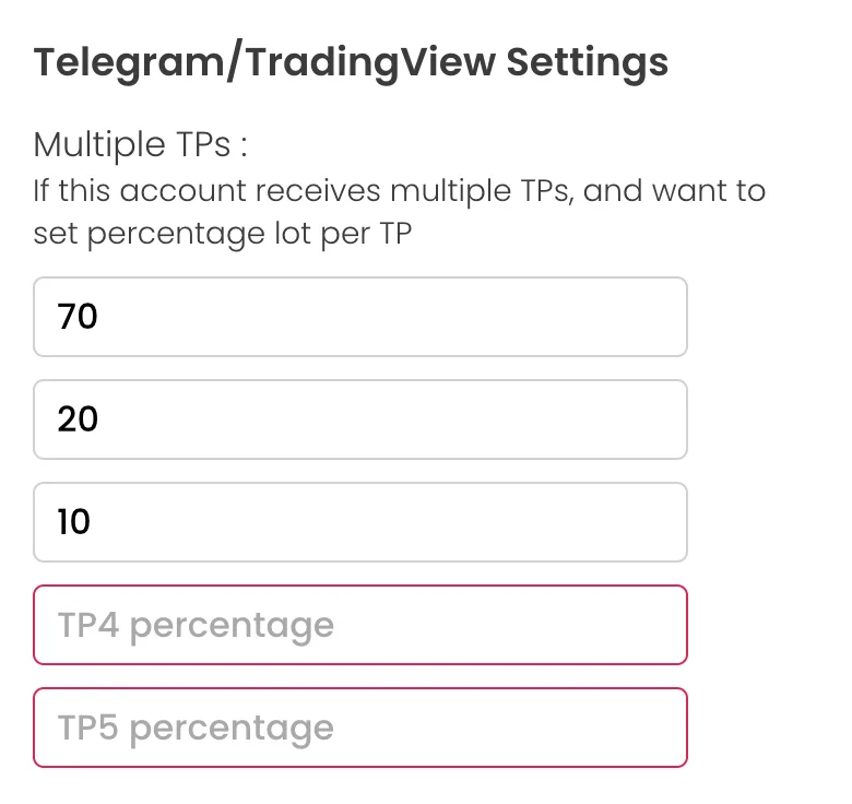 Telegram signal copier settings